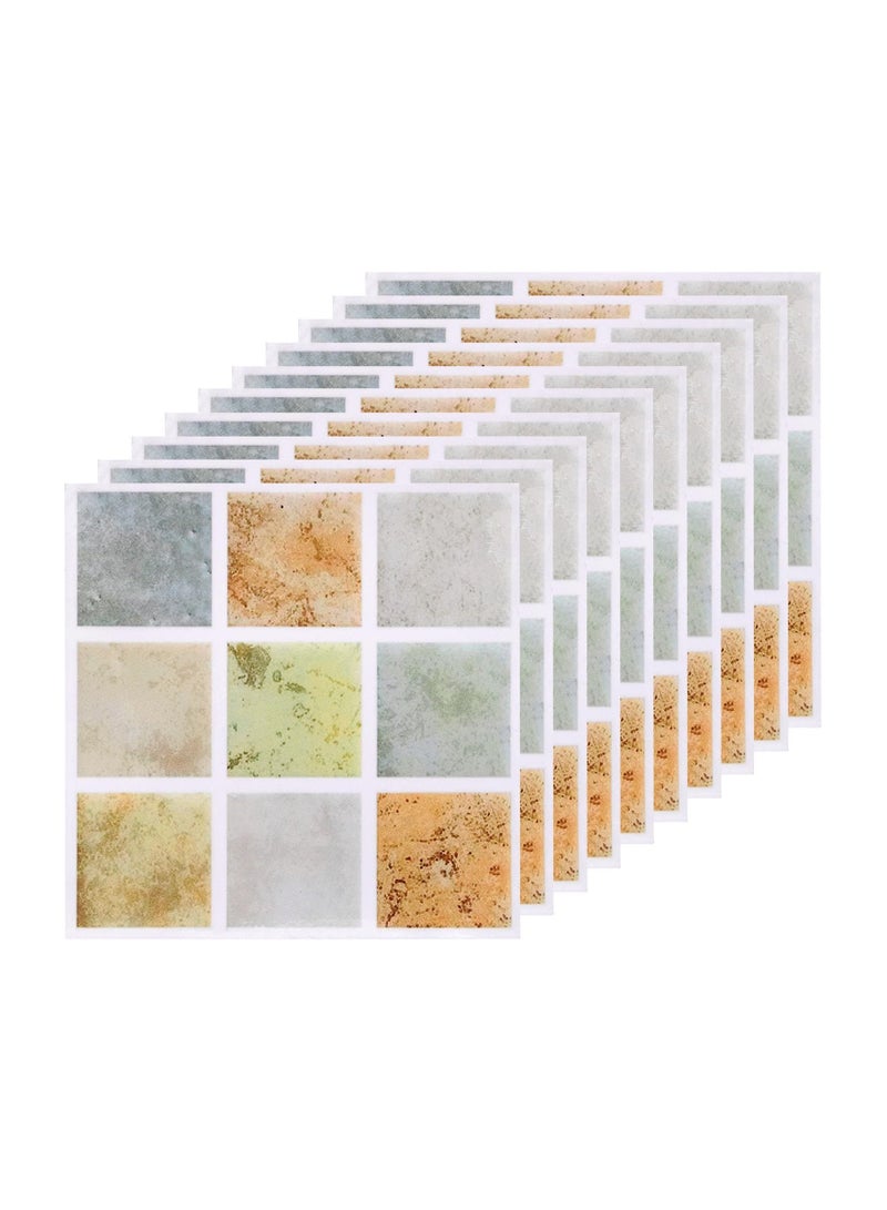 SOLARAE 20 Pcs Peel and Stick Tiles Backsplash 3.94In Waterproof Small Size Mosaic Tile Stickers Faux Stone Wall Panel Self Adhesive Wallpaper Decorative for Kitchen Bathroom Bedroom - Image 1