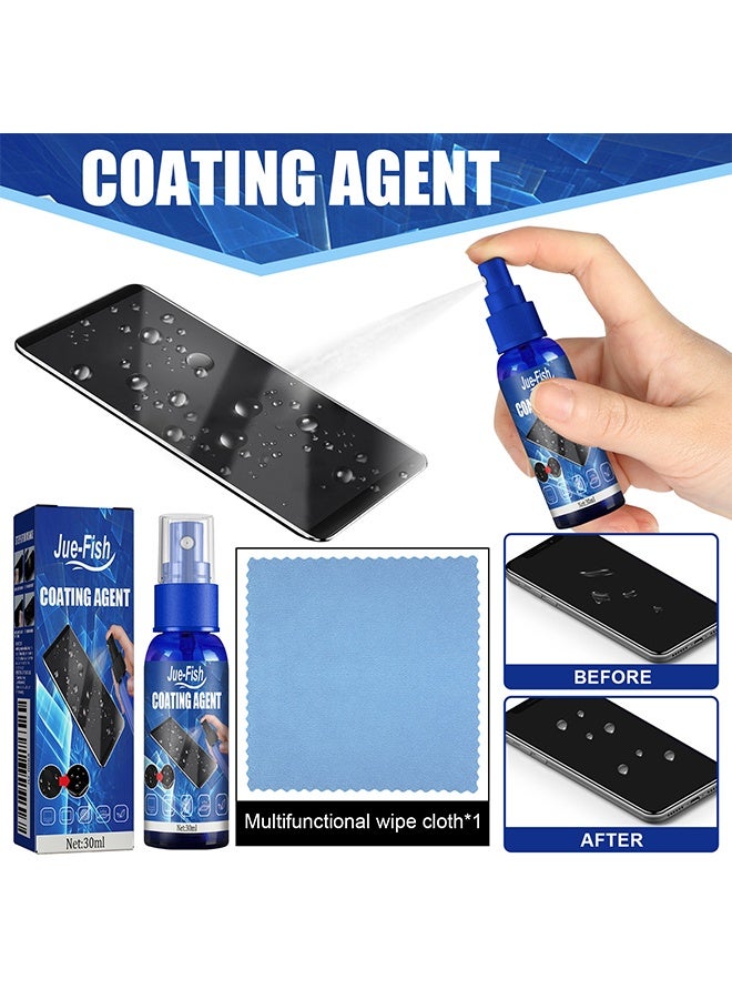 JUE-FISH Coating Agent, Powerful Stain Removal Screen Cleaner Spray, Eco-Friendly, Anti-Fingerprint, Fast Drying - Perfect for Phone, Laptop, TV, Monitor, and Car Screens - 30ml - Image 5