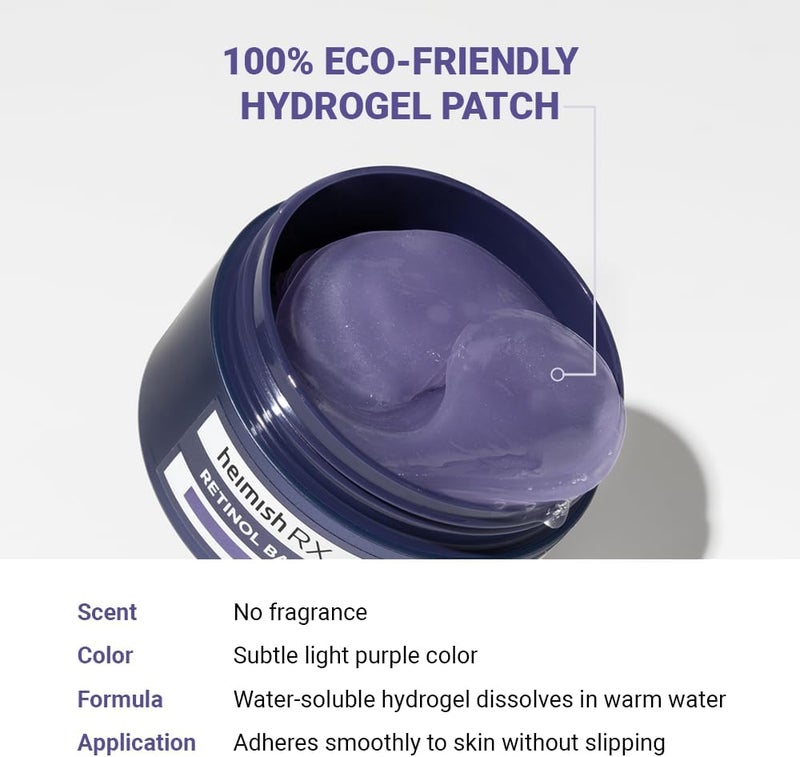 HEIMISH RX Retinol Bakuchiol Hydrogel Eye Patch - Anti Aging Under Eye Patches, Hydrating Formula with Retinol, 2% Niacinamide for Dark Circles, Puffiness & Wrinkles, Korean Skincare, 1.4g/60ea - Image 5