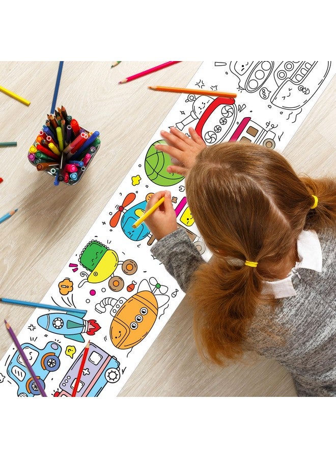 KolorFish KolorFish Coloring Re-Stick Drawing Paper Roll For Kids, 118X12 Inch Large Coloring Poster For Toddlers, Art Paper Crafts Gift For Class Home Birthday Party (Means Of Transport, 3 Meters),Watercolor - Image 3