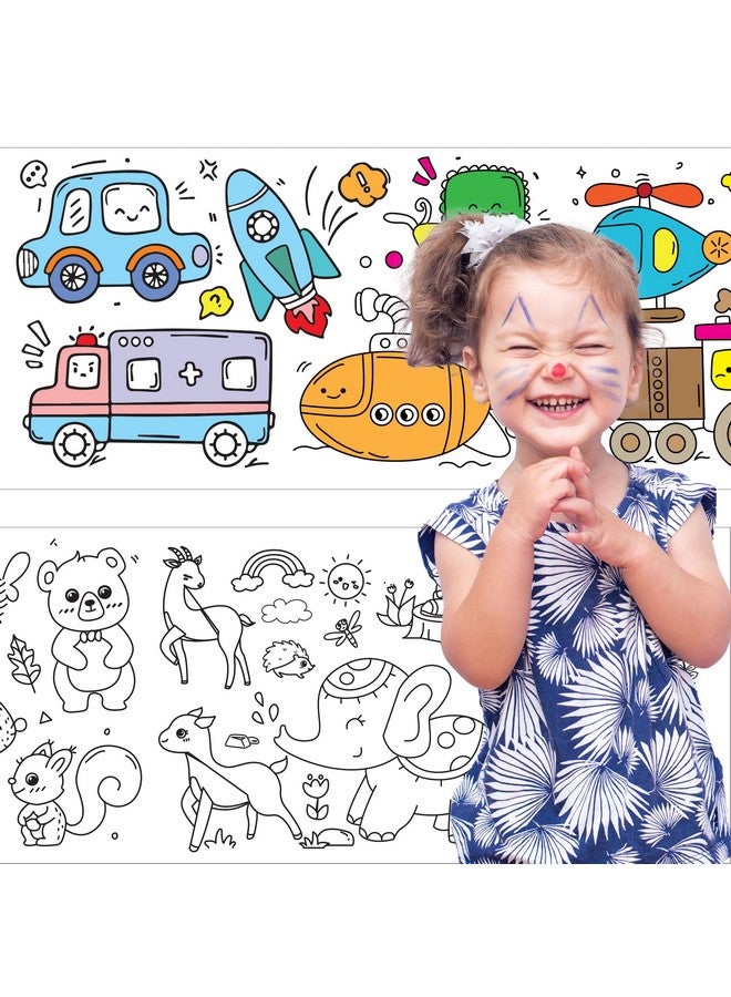 KolorFish KolorFish Coloring Re-Stick Drawing Paper Roll For Kids, 118X12 Inch Large Coloring Poster For Toddlers, Art Paper Crafts Gift For Class Home Birthday Party (Means Of Transport, 3 Meters),Watercolor - Image 4