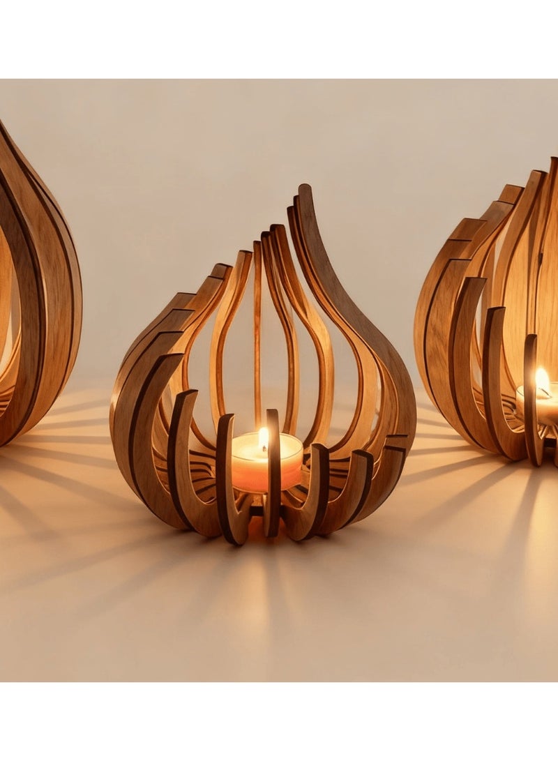 DIY Wooden Candle Holder, Decorative Piece, Candlestick, Small - Image 1
