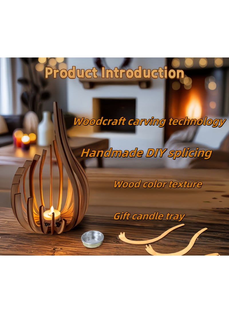 DIY Wooden Candle Holder, Decorative Piece, Candlestick, Small - Image 3