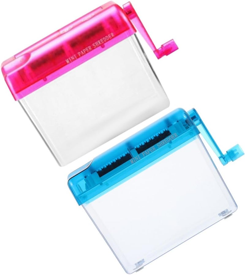 KICHOUSE 2pcs Manual Paper Shredder Portable Small Desktop Shredder for Home Office Document Shredding with Hand Crank, Compact Paper Cutting Tool for Notes, Bills, Photos - Image 1