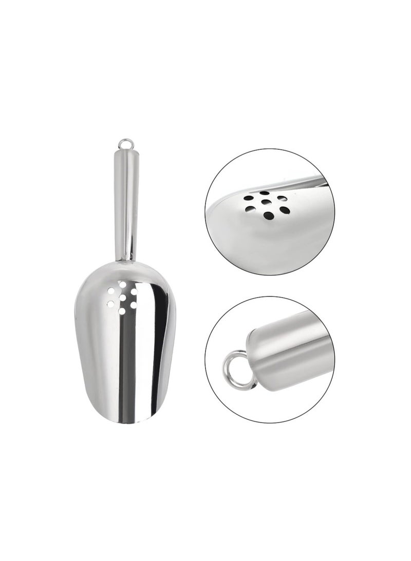 U-Shaped Stainless Steel Ice Cube Scoop with Perforated Drain Hole, Size: 19.5 cm - Image 2