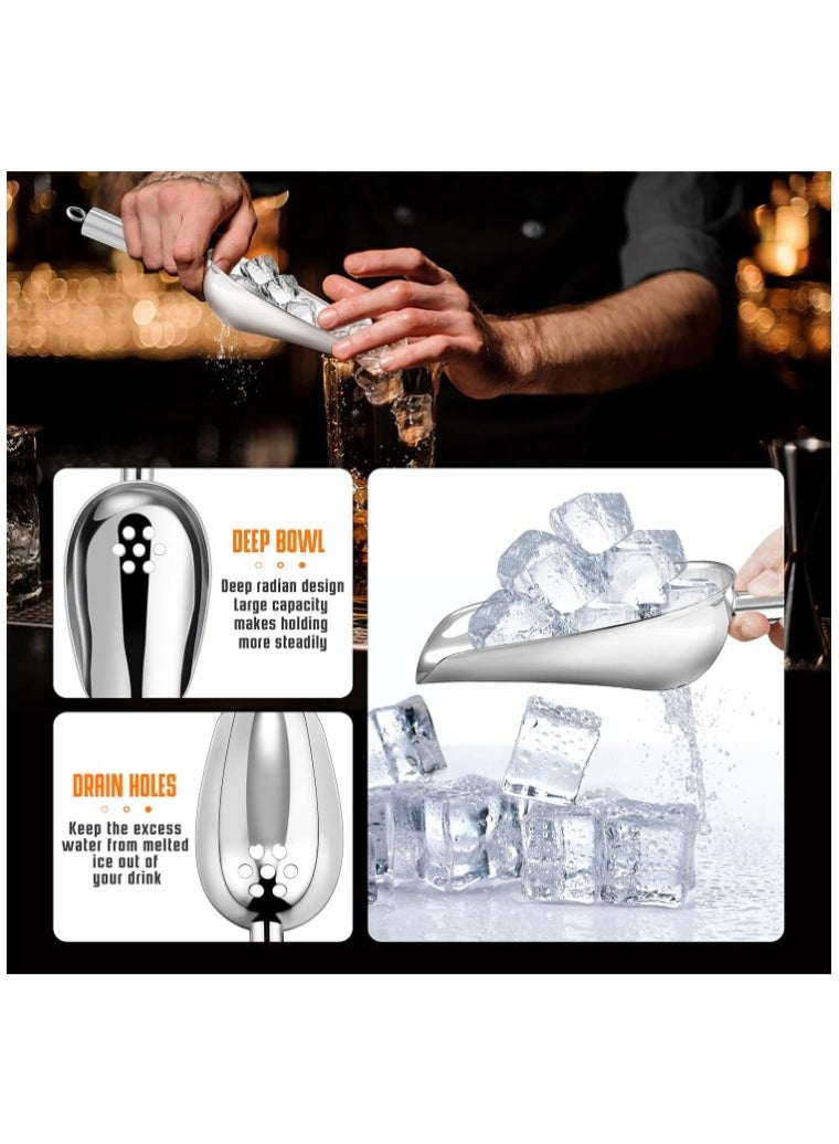 U-Shaped Stainless Steel Ice Cube Scoop with Perforated Drain Hole, Size: 19.5 cm - Image 5
