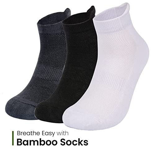 Mush Bamboo Fibre Ankle Length Socks For Mens | Ultra Soft, Anti Odor, Breathable, Anti Blister Ankle Socks For Running, Sports & Gym | Pack Of 3 - Black, Dark Grey, White - Image 2