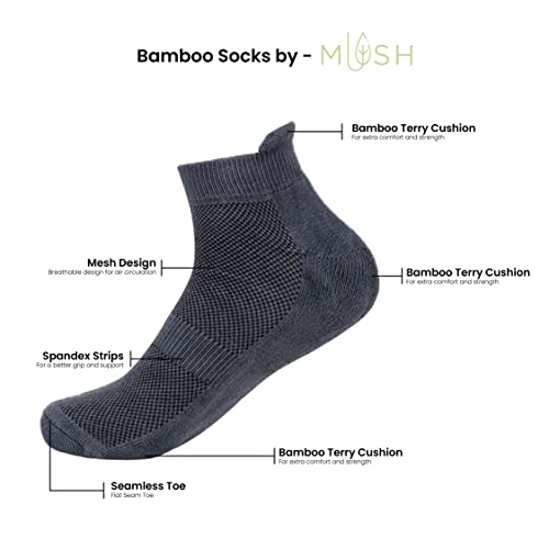 Mush Bamboo Fibre Ankle Length Socks For Mens | Ultra Soft, Anti Odor, Breathable, Anti Blister Ankle Socks For Running, Sports & Gym | Pack Of 3 - Black, Dark Grey, White - Image 5