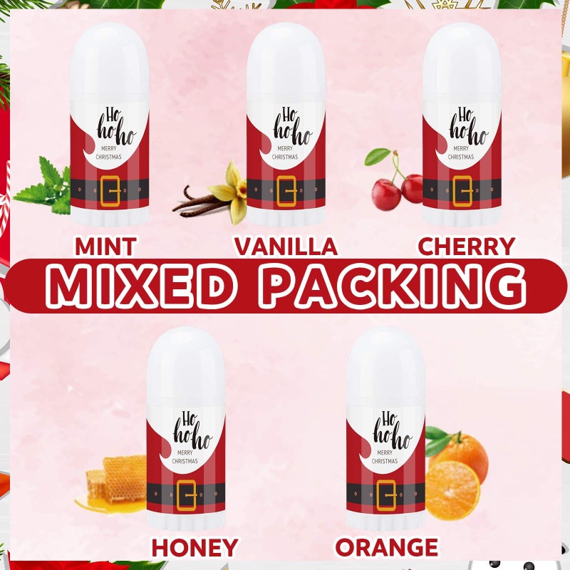 Swiffen 50 Pcs Christmas Mini Lip Balm Pack Thank You Gifts Moisturizer Assorted Flavors Beeswax Natural Ingredients Dry Chapped Lip Care Products for Coworkers Women Friend Men(Santa Claus) - Image 3