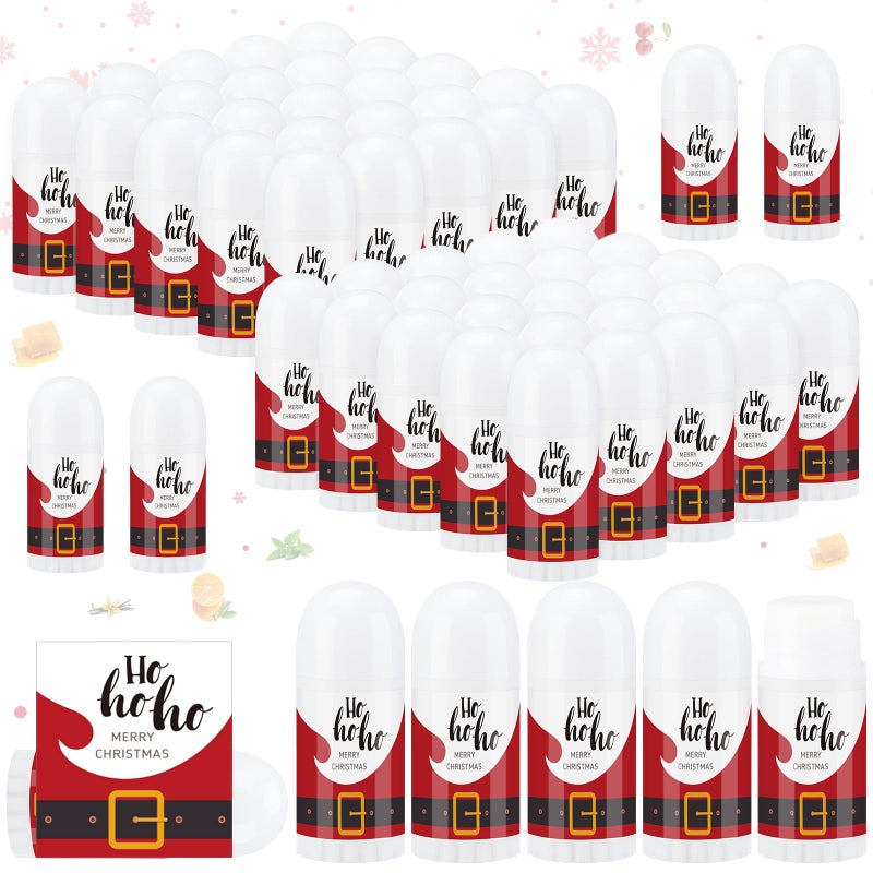 Swiffen 50 Pcs Christmas Mini Lip Balm Pack Thank You Gifts Moisturizer Assorted Flavors Beeswax Natural Ingredients Dry Chapped Lip Care Products for Coworkers Women Friend Men(Santa Claus) - Image 1
