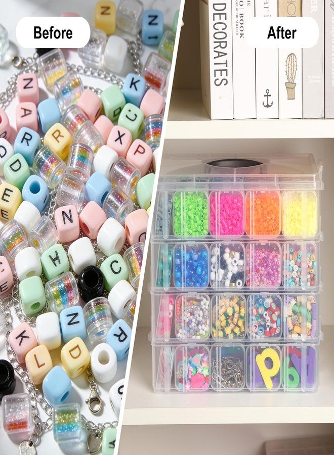 SGHUO Bead Organizer Box, 112pcs Small Organizers, 4-Tier Stackable Storage Container Box for Art Craft Storage, Washi Tape, Kids Toys, Jewelry, Beauty & Sewing Supplies - Image 4