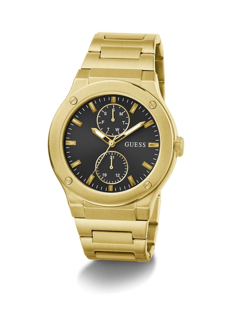 GUESS ساعة جيت للرجال بتقنية الكوارتز التناظرية من الفولاذ المقاوم للصدأ باللون الذهبي GW0795G4 - 45 مم - Image 5