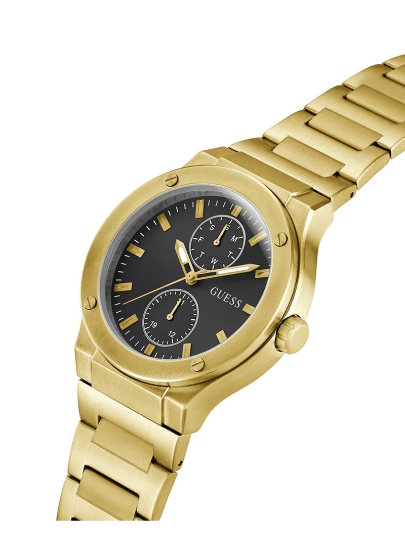 GUESS ساعة جيت للرجال بتقنية الكوارتز التناظرية من الفولاذ المقاوم للصدأ باللون الذهبي GW0795G4 - 45 مم - Image 2