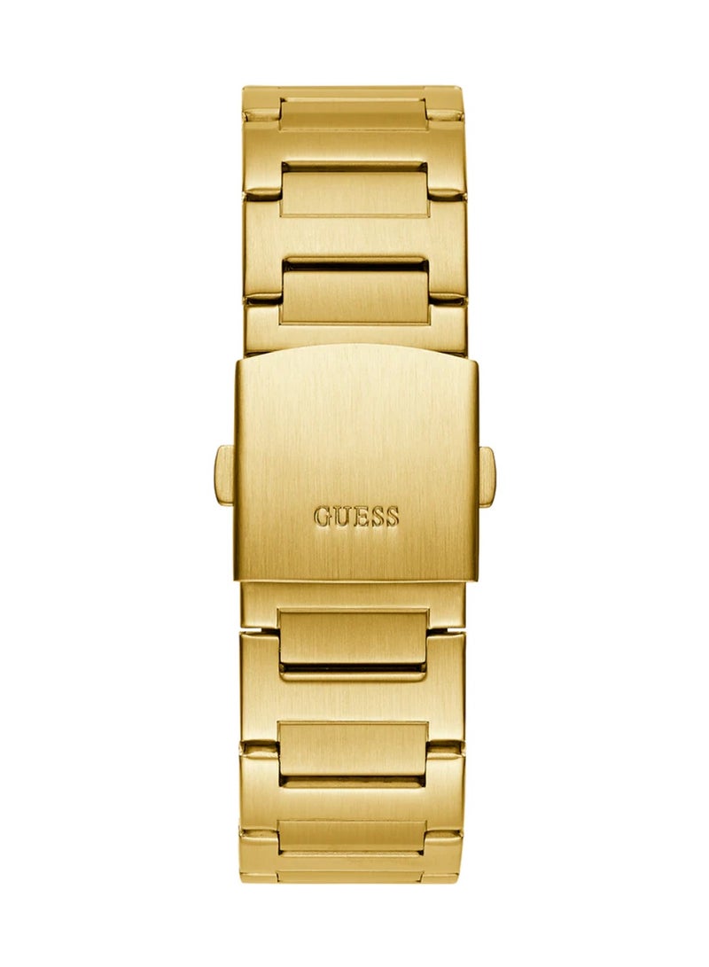 GUESS ساعة جيت للرجال بتقنية الكوارتز التناظرية من الفولاذ المقاوم للصدأ باللون الذهبي GW0795G4 - 45 مم - Image 4