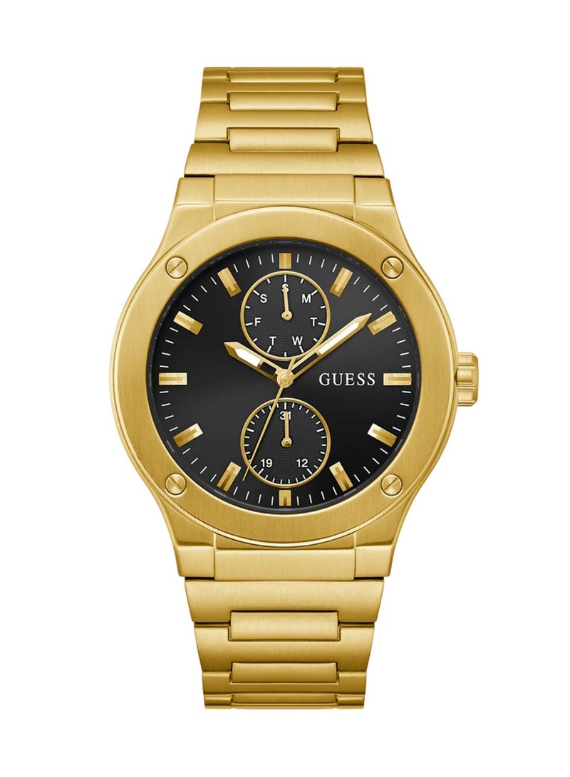 GUESS ساعة جيت للرجال بتقنية الكوارتز التناظرية من الفولاذ المقاوم للصدأ باللون الذهبي GW0795G4 - 45 مم - Image 1