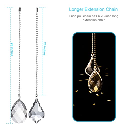 LINGTONG 2PCS Ceiling Fan Pull Chains, Premium Fan Pull Chain with 20-inches Extension Chains - Image 2