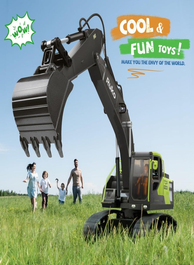 Ruko 1661 Remote Control Excavator Toys for Boys, 2.4Ghz RC Construction Vehicles with Metal Shovel & Simulated Lights Gift for Kids - Image 3