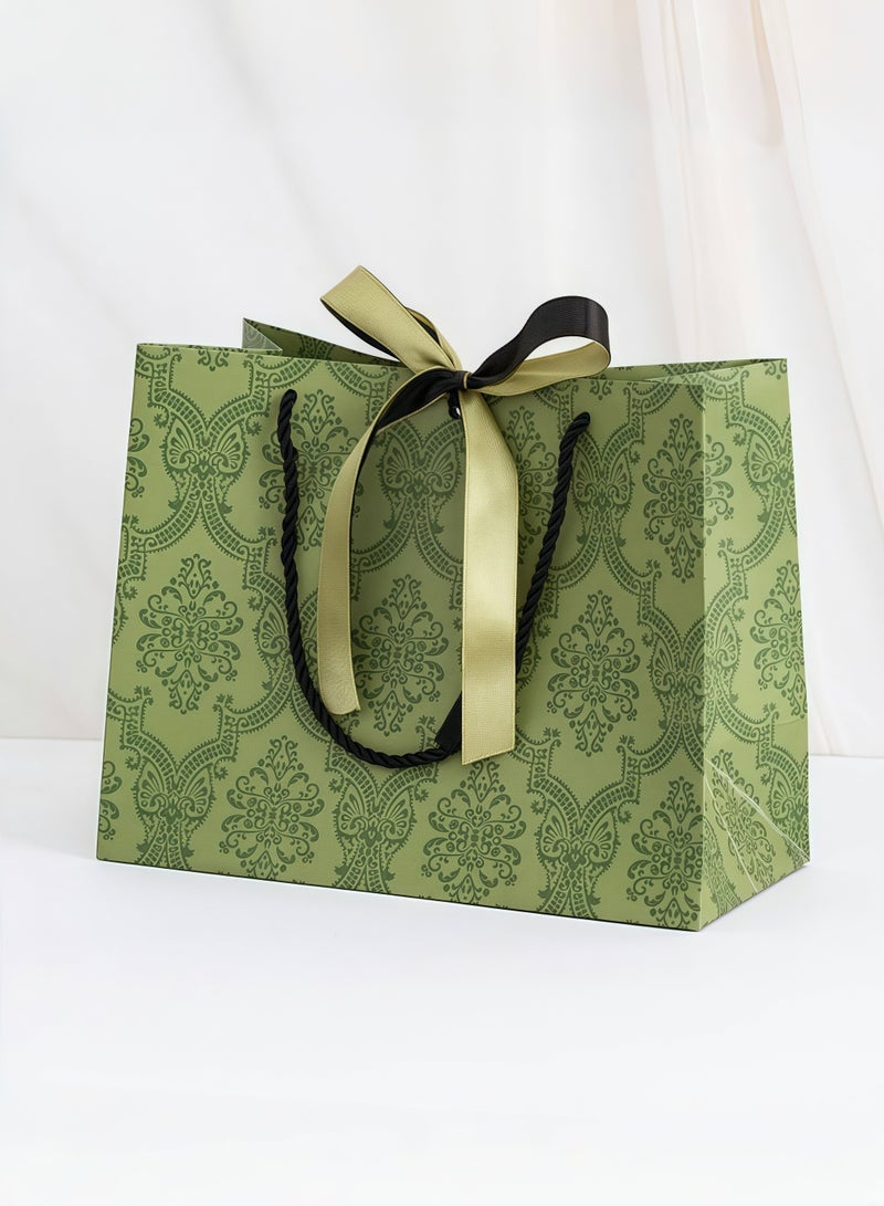 تشو داي 36X12X25 سم - قطعتان من أكياس الهدايا الورقية بمقابض، أكياس تغليف الهدايا بكميات كبيرة، هدايا الحفلات، أكياس التسوق الورقية لمحلات البقالة، هدايا حفلات الزفاف وأعياد الميلاد وعيد الميلاد، حقائب حرفية لمحلات البقالة بالتجزئة (زمردي) - Image 5