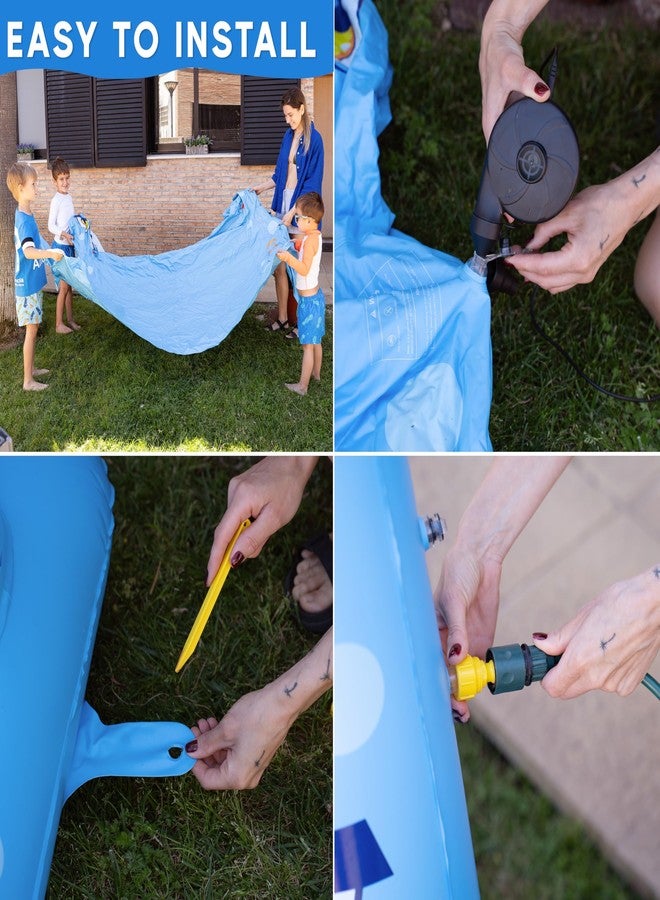 ZONETECH Zone Tech Splash Pad Sprinkler for Kids Outdoor Play, Big Inflatable Shark Sprinkler with Basketball Hoop Water Splash Pad for Dog, Toddlers Outdoor Water Toys, Ball and Accessories Included - Image 5