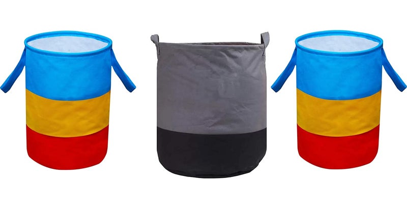 Tiarakrafts Laundry Bag 45 L Durable and Collapsible Laundry storage Bag with Handles Clothes Toys Storage Foldable Laundry Bag for Dirty Clothes Pack of 3 Pc MulticolorGrey45LMGM111 - Image 1