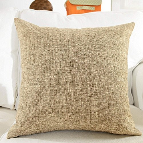 Khooti Jute Cushion Cover | 28x28 | Natural Linen | Set of 1 | Throw Pillow Cover for Couches, Chairs, Sofas, Beds, Coffee Tables, Living Rooms, Bedrooms, Modern Boho Design - Image 1