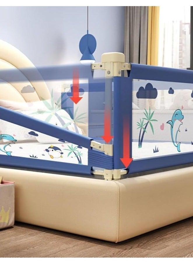 Generic Bed Rail for Toddlers Collapsible Toddler Bed Rail Guard for Full, King & Queen Size Mattresses | 180 cm Bed Safety Rails for Children with Swing Down Feature  - Image 2
