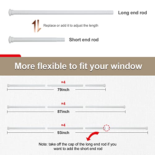 LAKEROD White Curtain Rods for Windows 48 to 93” - 5/8 Inch Heavy Duty Metal Curtain Rod 2 Pack - Blackout Farmhouse Drapery Rods with Brackets - Rustic - Image 5