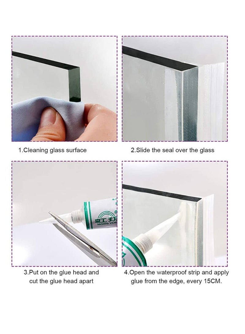 Y&D Glass Door Seal Strip, Frameless Shower Sweep, Bottom Side/Corner Side Strip Rubber, Stop Leaks and Create a Water Barrier, 10mm Thickness, 5M Length (Corner Type)  - Image 4
