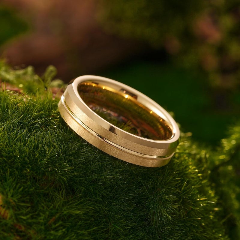 King Will Tungsten Carbide Wedding Band for Men Women-6/8/10mm Width Multicolor Available with Grooved Center Wedding Ring Suitable for Work, Gym Comfort Fit Size 4-16 - Image 3
