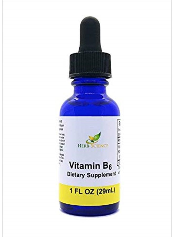 Herb-Science Liquid Vitamin B6 Drops - Pyridoxine Extract Dietary Supplement to Support Brain Function, Immunity, Nervous System, Heart Health, Metabolism - 500% DV, 36 Servings per Bottle - 1 fl. oz. - Image 1