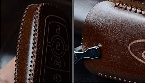 JVCV® Car Styling Soft Handmade Leather Key Cover Compatible with Hyundai Creta, i10 Grand, i20 Elite, i20 Active, Xcent, Verna 4s, Tucson, Elantra, Grand i10 Nios 3 Button Smart Key (Brown) - Image 4