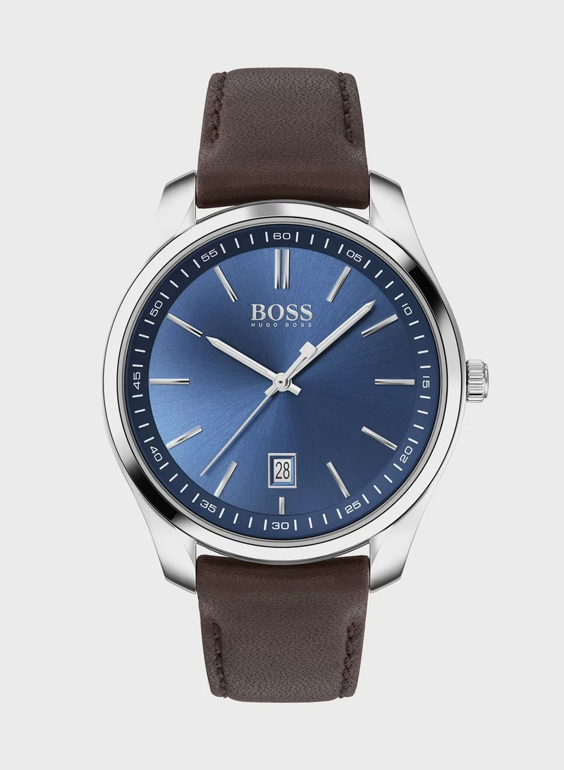 BOSS Leather Strap Analog Watch