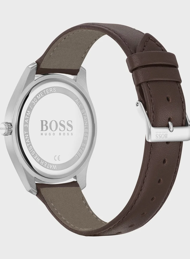 BOSS Leather Strap Analog Watch