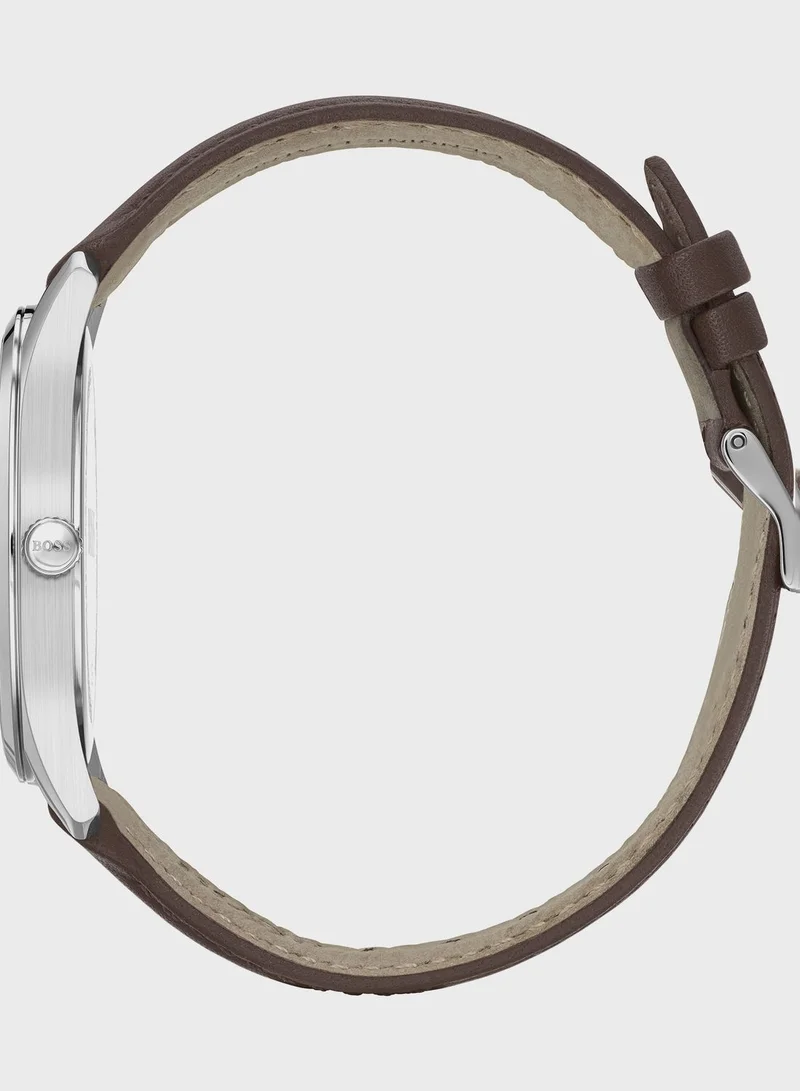 BOSS Leather Strap Analog Watch
