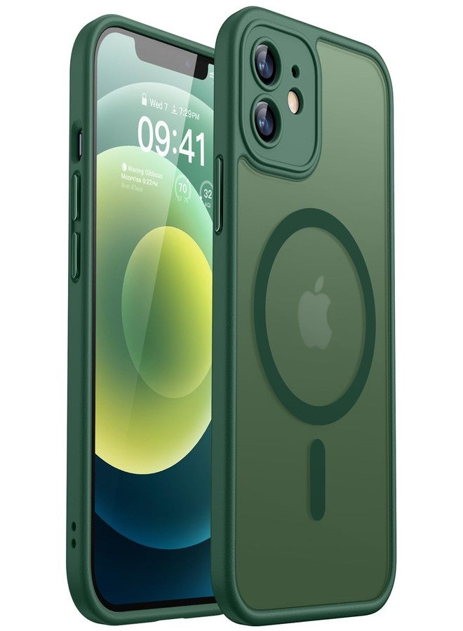 كانشن غطاء هاتف CANSHN المغناطيسي المتوافق مع iPhone 12 Mini (5.4 بوصة)، مُحسّن [حماية كاملة للكاميرا] [متوافق مع Magsafe] [شفاف غير لامع] غطاء حماية مقاوم للصدمات، أخضر داكن - Image 1