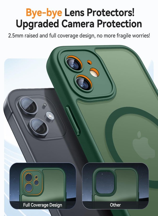 كانشن غطاء هاتف CANSHN المغناطيسي المتوافق مع iPhone 12 Mini (5.4 بوصة)، مُحسّن [حماية كاملة للكاميرا] [متوافق مع Magsafe] [شفاف غير لامع] غطاء حماية مقاوم للصدمات، أخضر داكن - Image 3