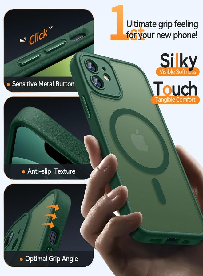 كانشن غطاء هاتف CANSHN المغناطيسي المتوافق مع iPhone 12 Mini (5.4 بوصة)، مُحسّن [حماية كاملة للكاميرا] [متوافق مع Magsafe] [شفاف غير لامع] غطاء حماية مقاوم للصدمات، أخضر داكن - Image 5