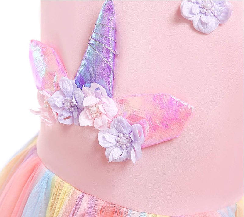 WonderBabe girls unicorn sleeveless dress dress princess dress carnival formal dress - Image 4