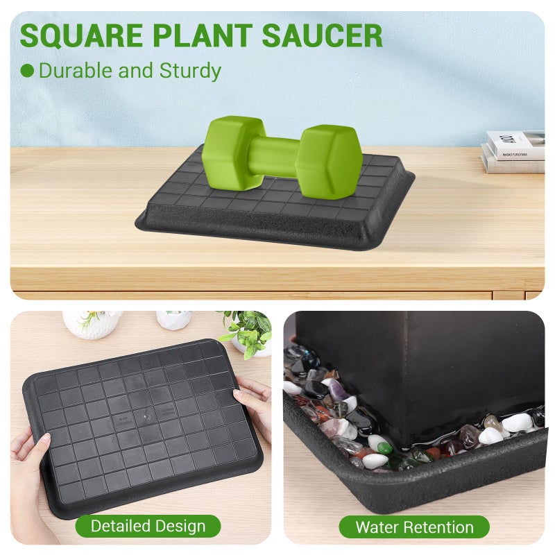 GREANER Plant Saucer Tray Rectangular, Heavy Sturdy Plastic Plant Drainage Trays, Plant Pot Drainage Tray for Indoor Outdoor, Plant Drip Trays for Pots, Seed Starter Growing Tray(13 x 9 inch, Black) - Image 4