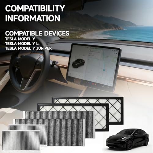 doietc Front Trunk HEPA Carbon Air Filters Kit Fit for Tesla Model Y/Model Y Juniper/Standard 2020-2026, HEPA Air Filter *2 HEPA Carbon Filter *2 Cabin Air Filter *2 per Package with Installation Tools - Image 2