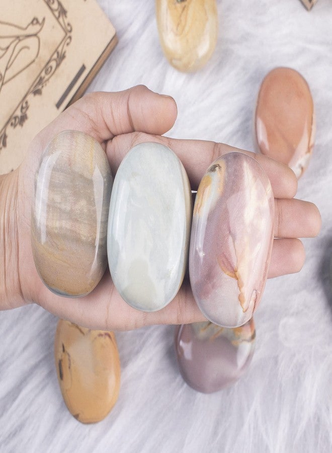 ZAICUS Polygram Jasper Palm Stone Healing Crystal Pocket Massage Worry Stones for Natural Body Chakra Balancing Oval Shape Palmstone for Reiki Gifts Massage Spa Energy Crystals Stress Relief Stone - Image 3