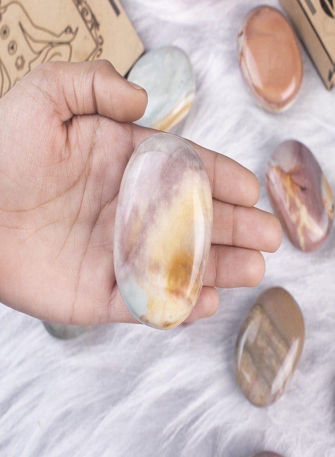 ZAICUS Polygram Jasper Palm Stone Healing Crystal Pocket Massage Worry Stones for Natural Body Chakra Balancing Oval Shape Palmstone for Reiki Gifts Massage Spa Energy Crystals Stress Relief Stone - Image 5