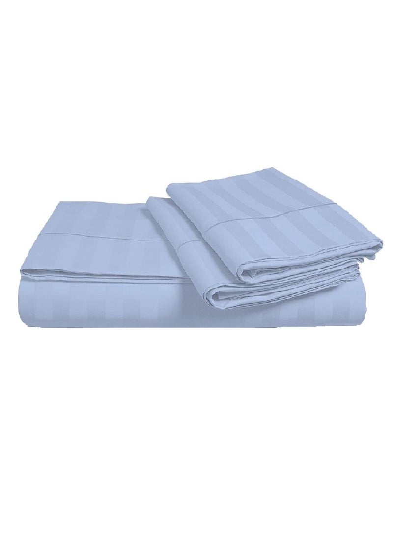 Blueberry Cotton Twin Striped Fitted Elastic Pack of 3 Bedsheet 120x200+15cm  - Image 1