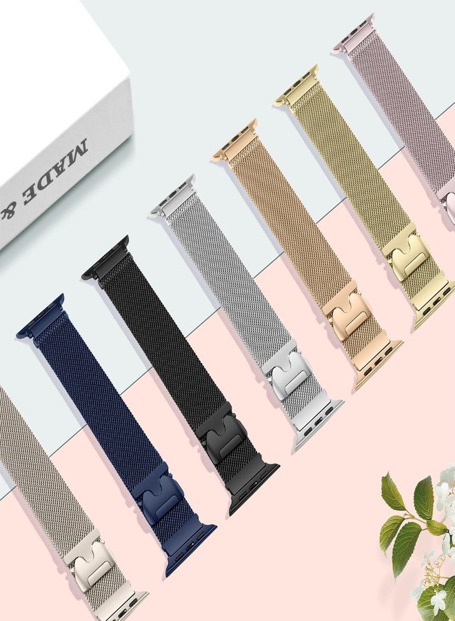 Qimela Stainless Steel Milanese Loop Strap Compatible with Apple Watch Band 38mm 40mm 41mm 42mm 44mm 45mm 46mm 49mm for Women Men,Magnetic Metal Wristband for iWatch Series 11 10 9 8 7 6 5 4 Ultra SE 3 2 1 - Image 3