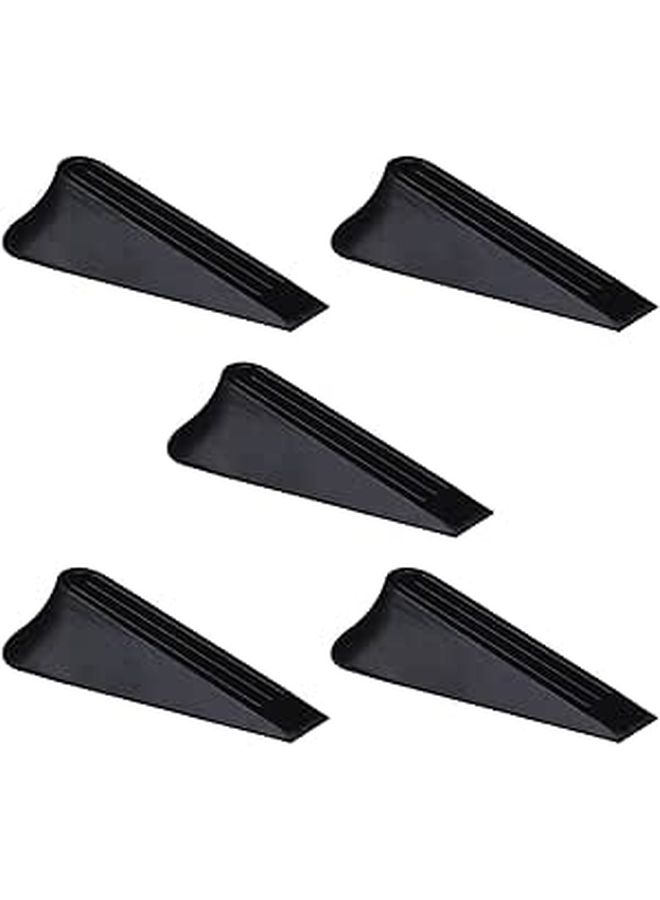 5Pcs Black Rubber Door Wedge Stopper Non Slip Floor Protection For Home Office - Image 1