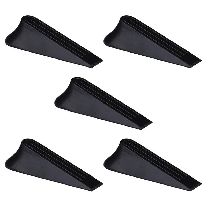 5Pcs Black Rubber Door Wedge Stopper Non Slip Floor Protection For Home Office - Image 2