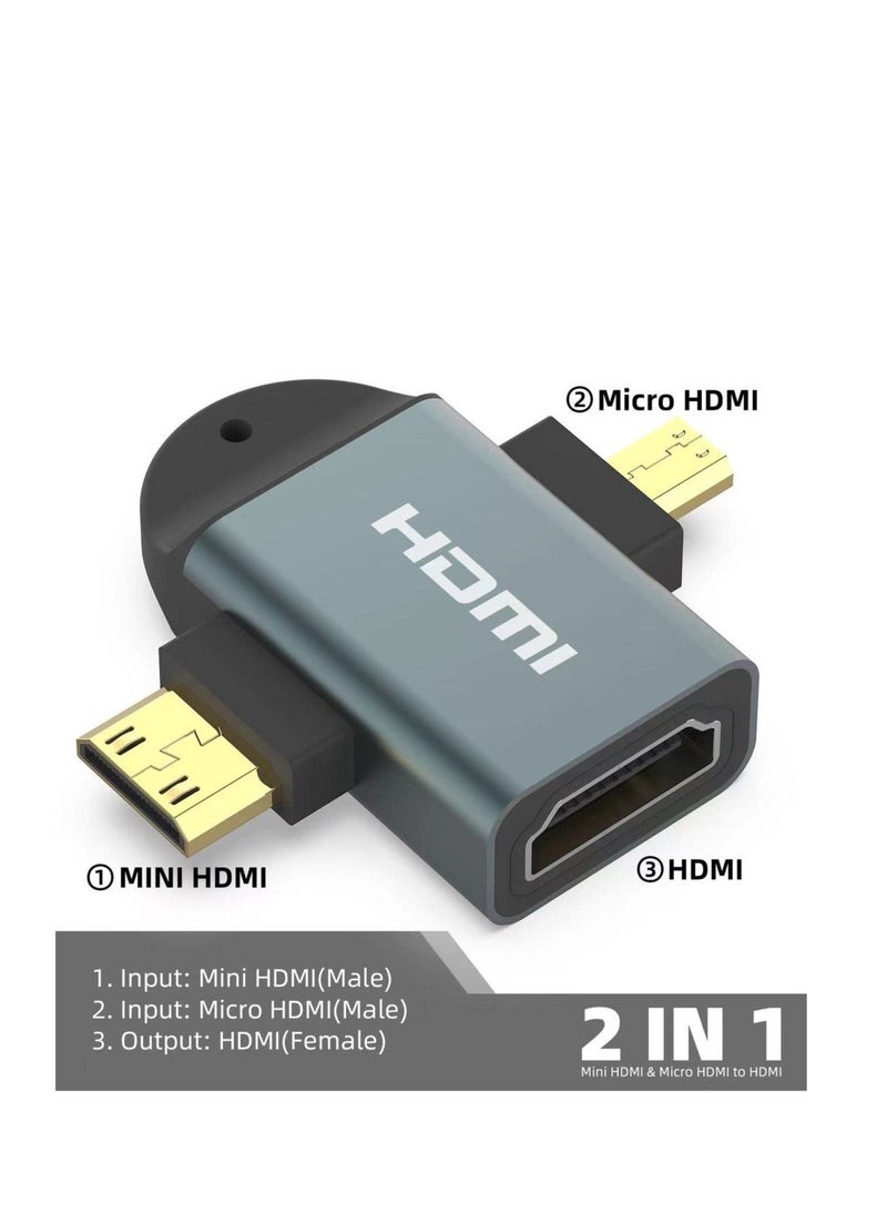 1 Pack 2in1 HDMI Mini Adapter, Male Micro to Female Standard HDMI Connector Adapter, Universal Adapter with Gold-Plated Connector, Compatible for Camera, Camcorder, Tablet HDMI Devices - Image 3