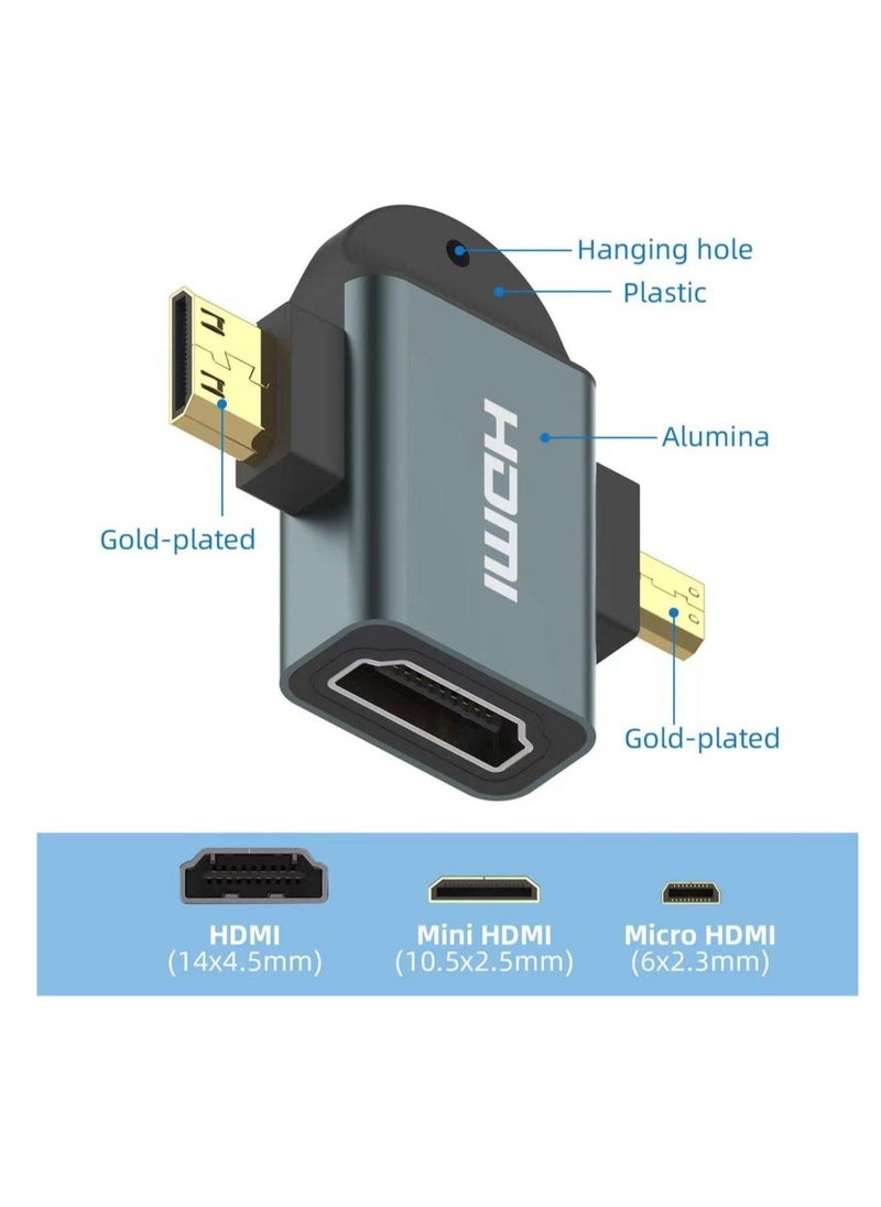 1 Pack 2in1 HDMI Mini Adapter, Male Micro to Female Standard HDMI Connector Adapter, Universal Adapter with Gold-Plated Connector, Compatible for Camera, Camcorder, Tablet HDMI Devices - Image 4
