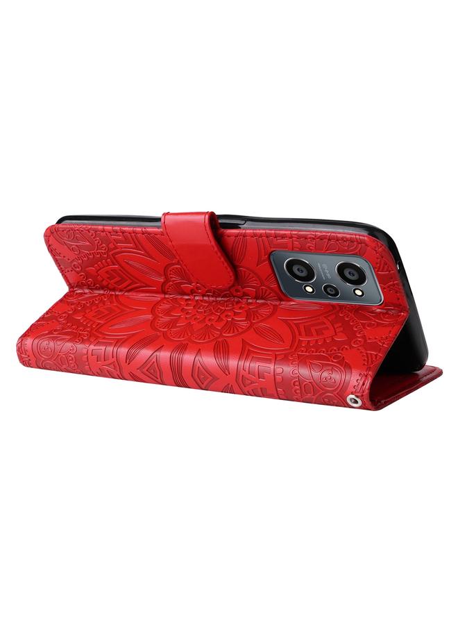 اس-توب جراب لهاتف OPPO Realme GT Neo2 مصنوع من الجلد المنقوش بنقشة عباد الشمس - Image 5