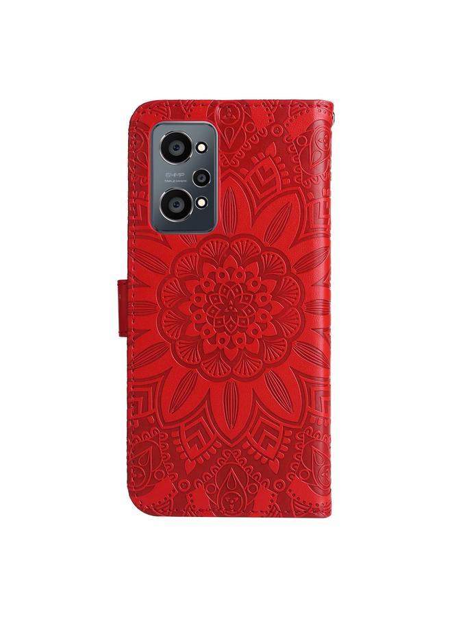 اس-توب جراب لهاتف OPPO Realme GT Neo2 مصنوع من الجلد المنقوش بنقشة عباد الشمس - Image 3